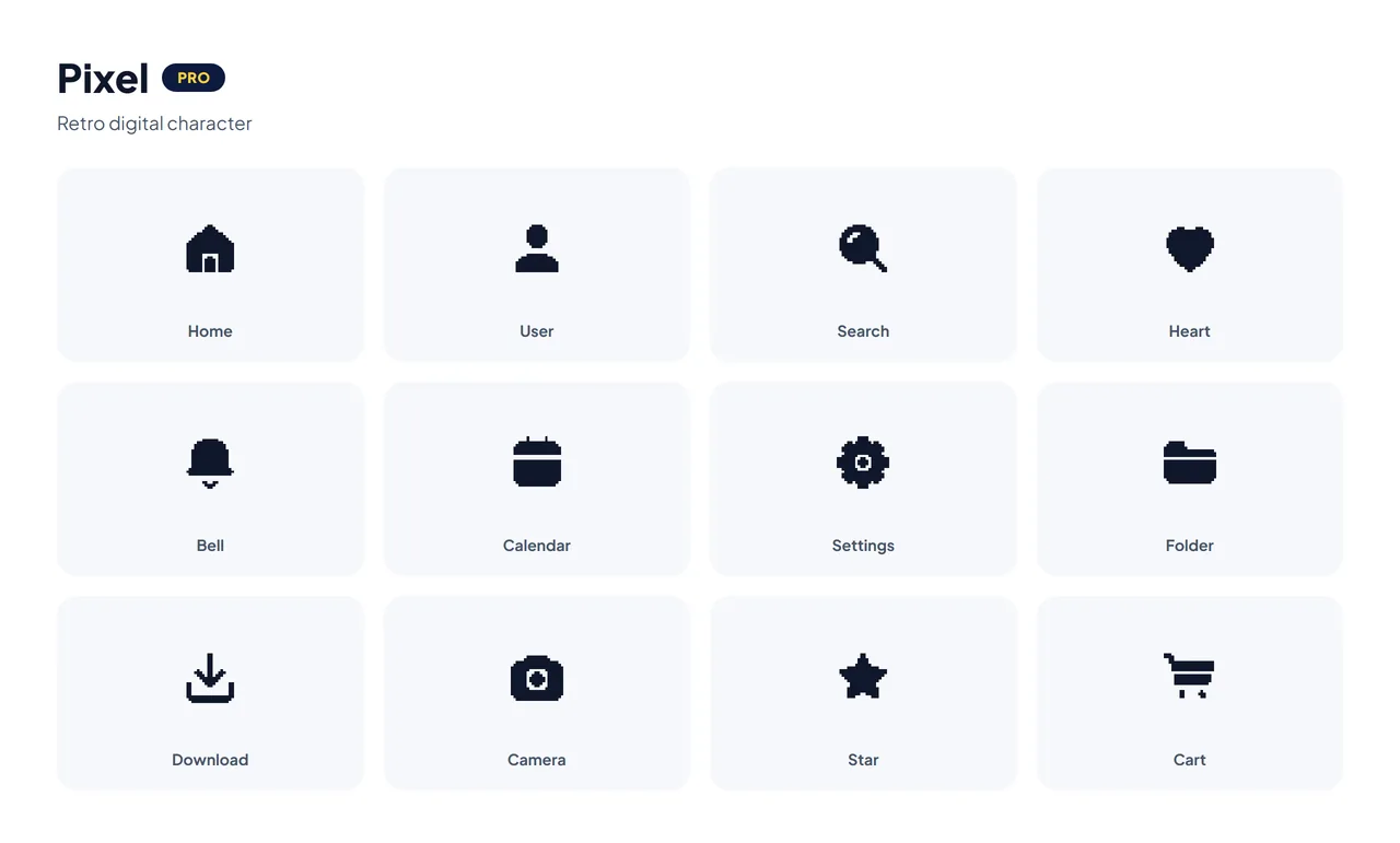 HubToolify Pixel icons: a retro digital Pro style for gaming and developer products