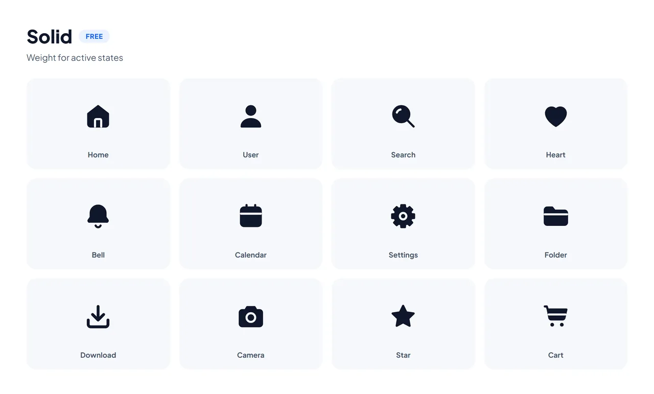 HubToolify Solid icons: filled shapes for active states and strong visual hierarchy