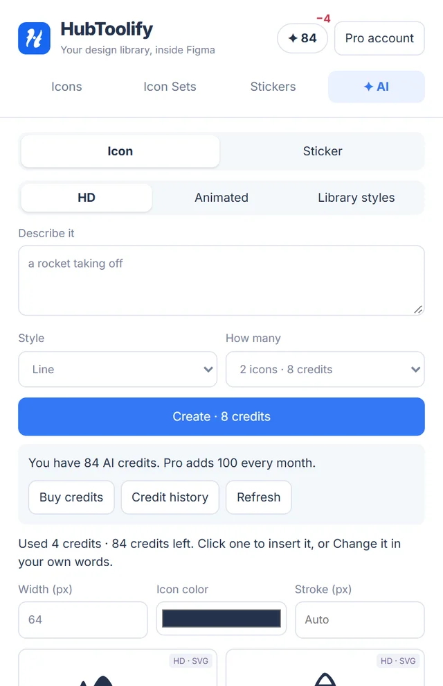 The AI tab of the HubToolify Figma plugin