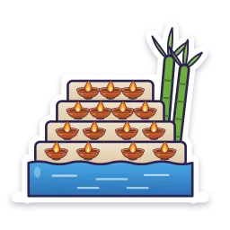 Ghat Steps with Diyas sticker