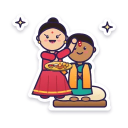 Sister Applying Tilak to Brother sticker