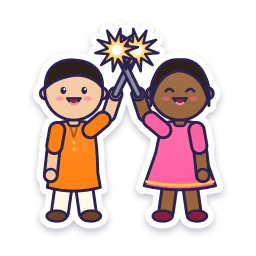 Kids with Sparklers sticker