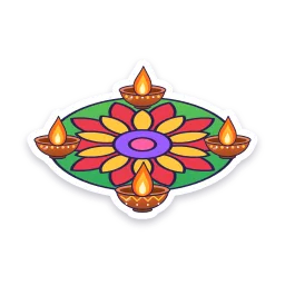 Rangoli with Diyas sticker