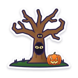 Creepy Tree with Glowing Eyes sticker