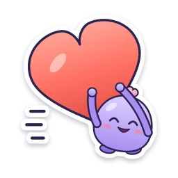 Character Carrying an Oversized Heart sticker