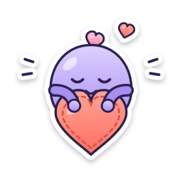 Character Hugging a Heart Pillow sticker