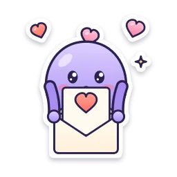 Character Opening a Love Letter sticker