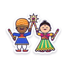 Couple Playing Dandiya sticker